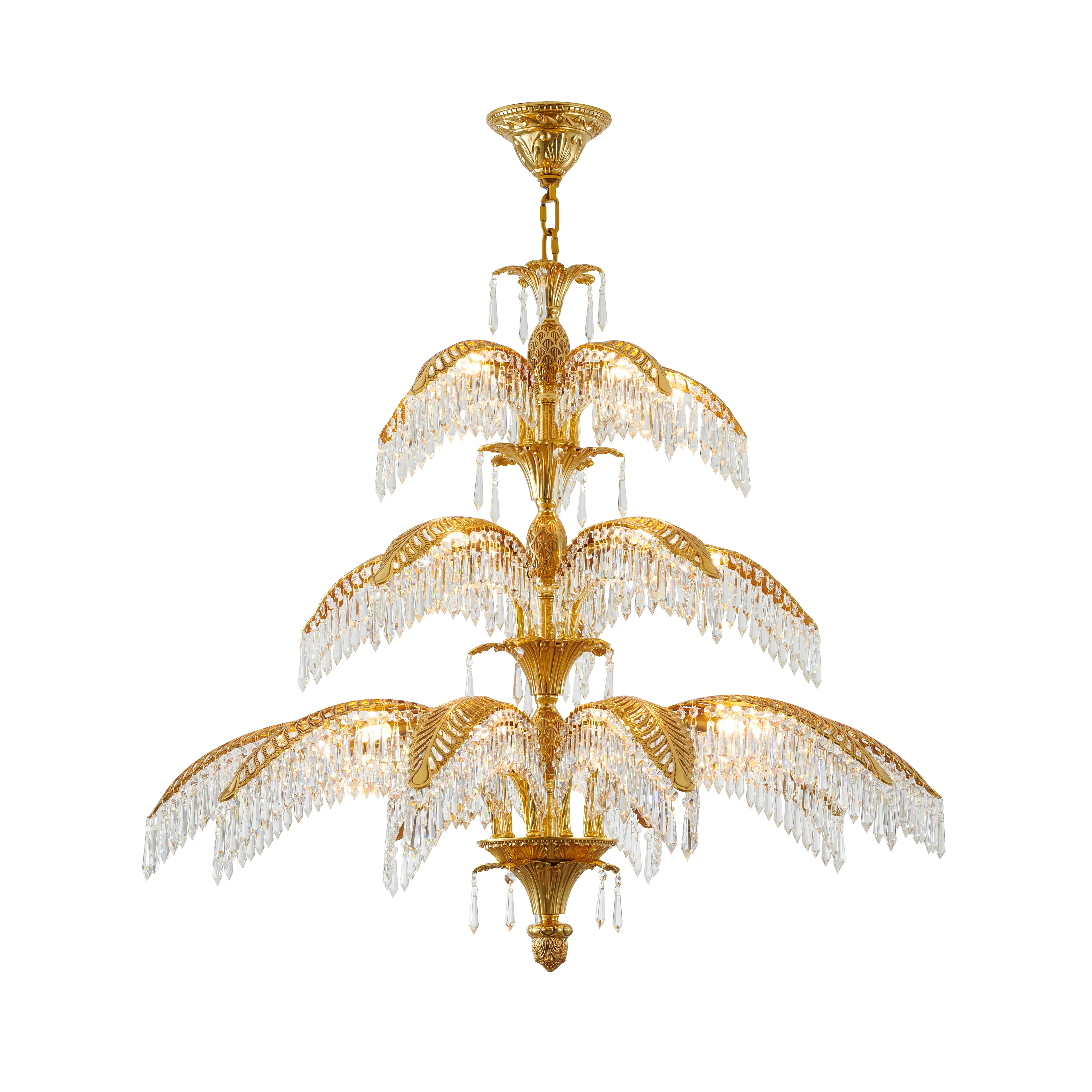 20-Light Copper Chandelier · 39.3″W × 36.2″H · Solid Copper & Crystal · SKU JD18 · Crown Lighting 20-Light Copper Chandelier — Crown Lighting