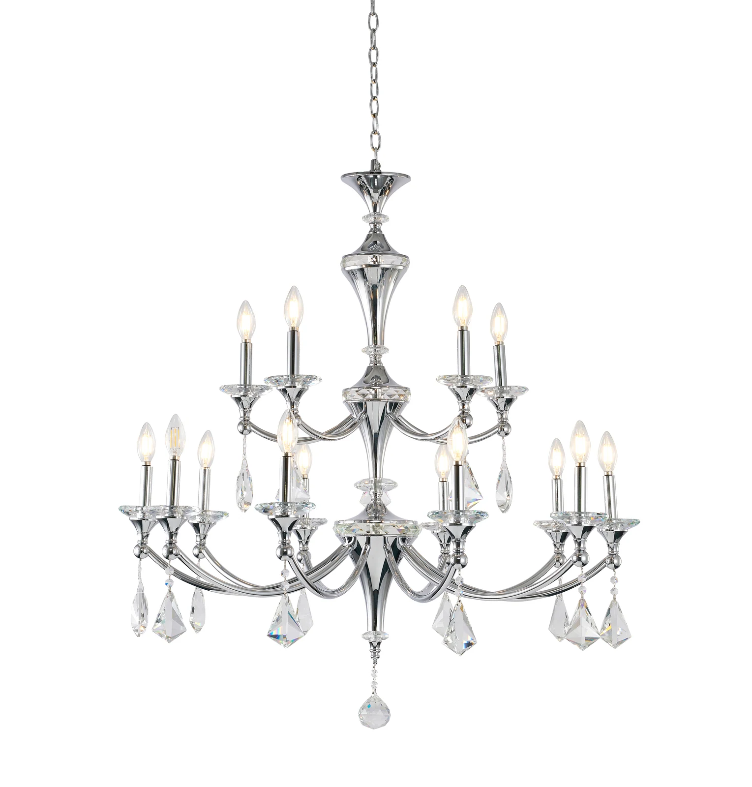 15-Light Chrome Chandelier — Crown Lighting