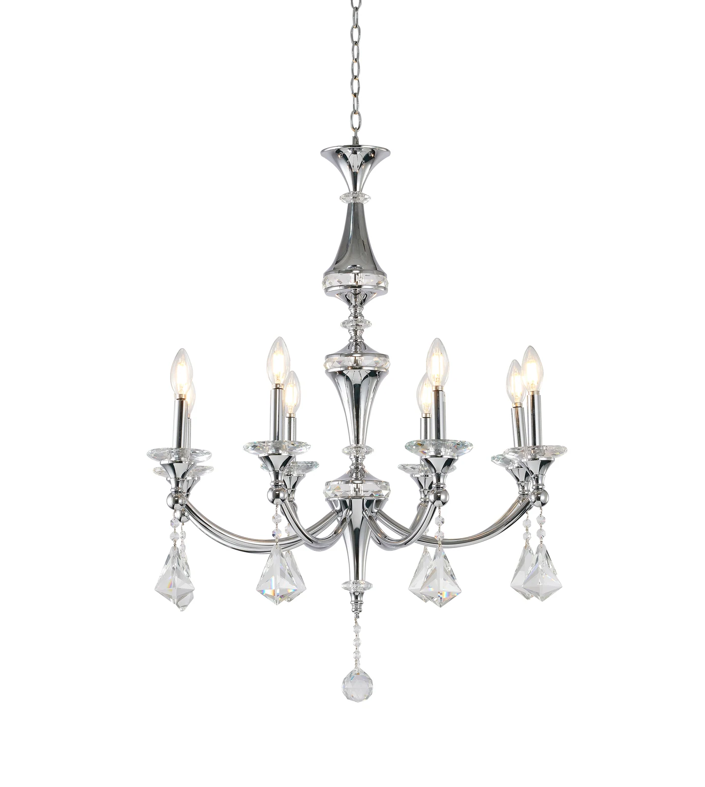 8-Light Chrome Chandelier — Crown Lighting