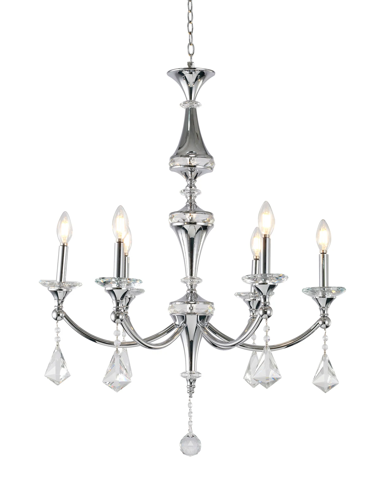 6-Light Chrome Chandelier — Crown Lighting