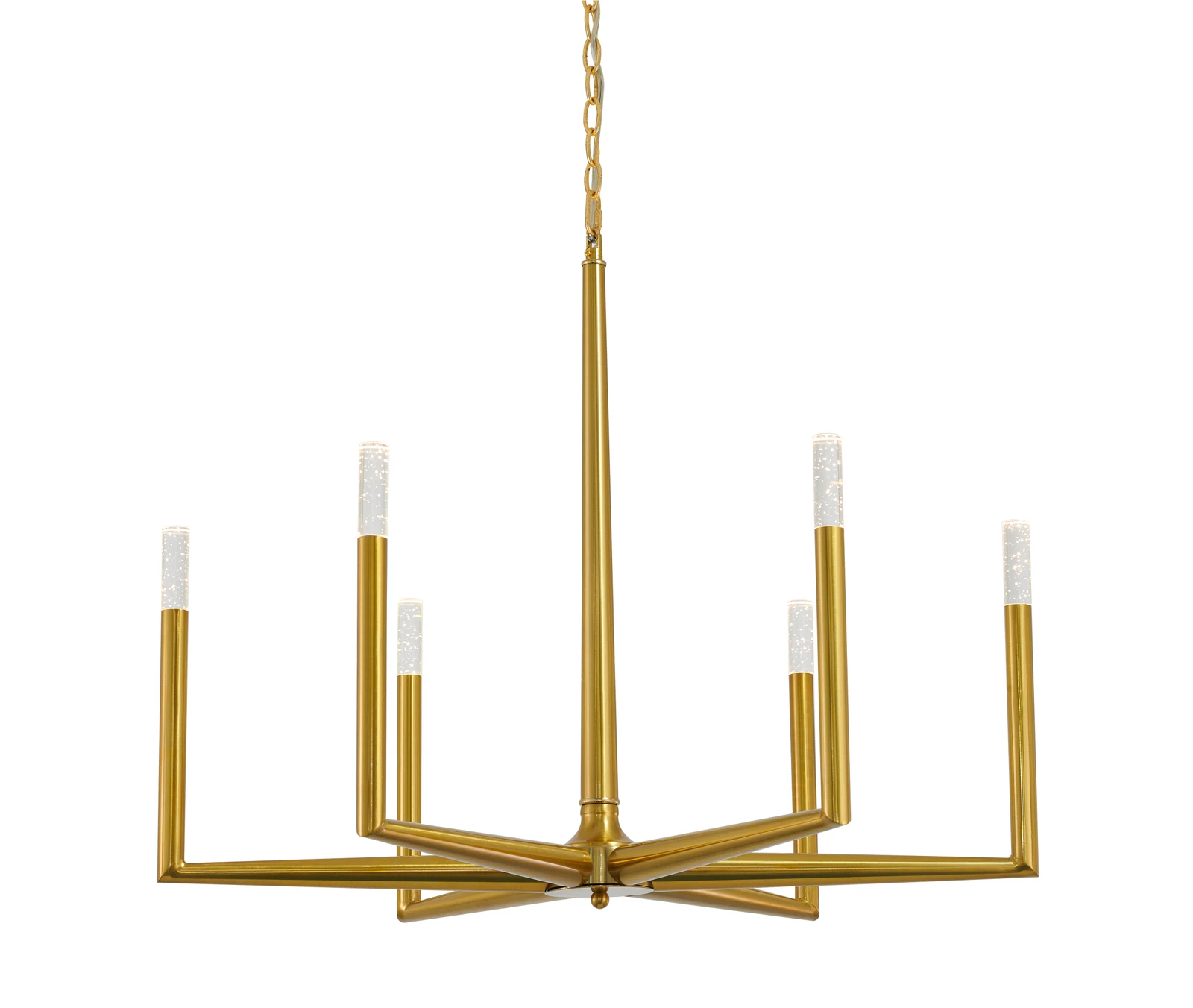 6-Light Satin Brass Chandelier — Crown Lighting