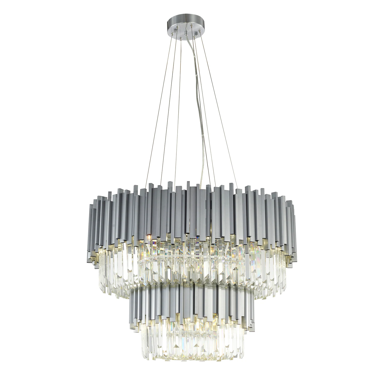 12-Light Satin Nickel Chandelier — Crown Lighting