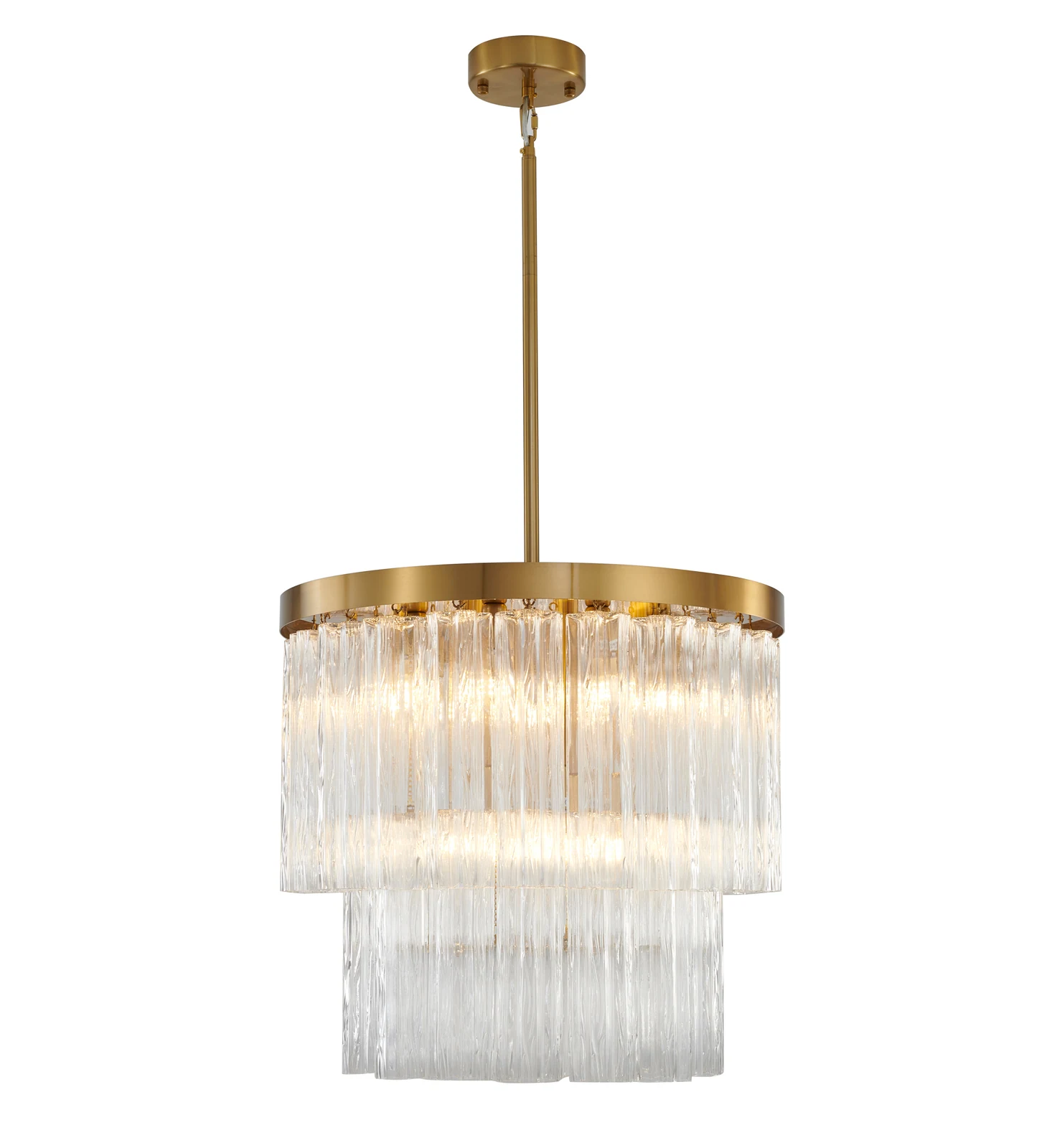 12-Light Satin Brass Chandelier — Crown Lighting