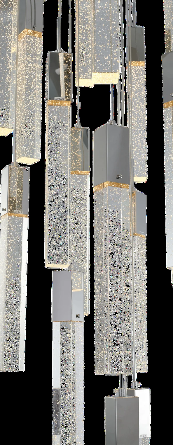 Bubble Block crystal component, photographed against a studio background — Crown Chandelier
