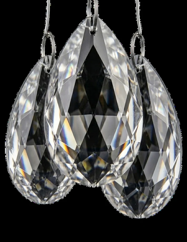 Pendeloque crystal component, photographed against a studio background — Crown Chandelier
