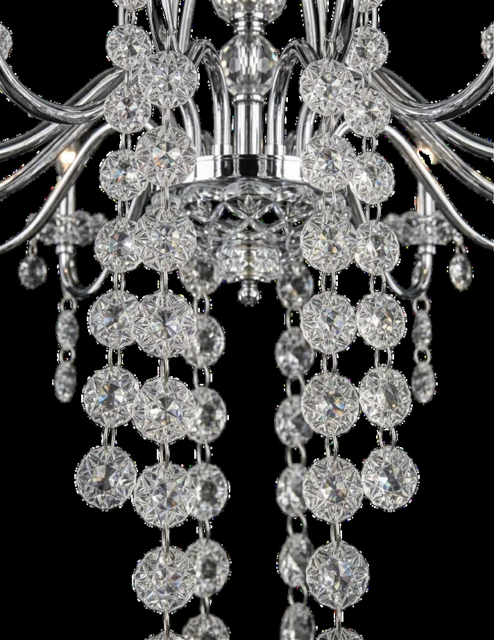 Rosette crystal component, photographed against a studio background — Crown Chandelier